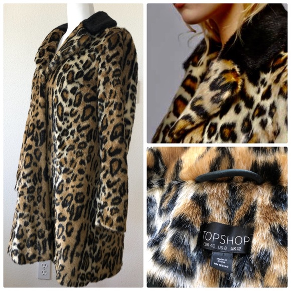 Topshop Jackets & Blazers - 🧜🏼‍♀️NWOT Topshop Faux Leopard Print Coat